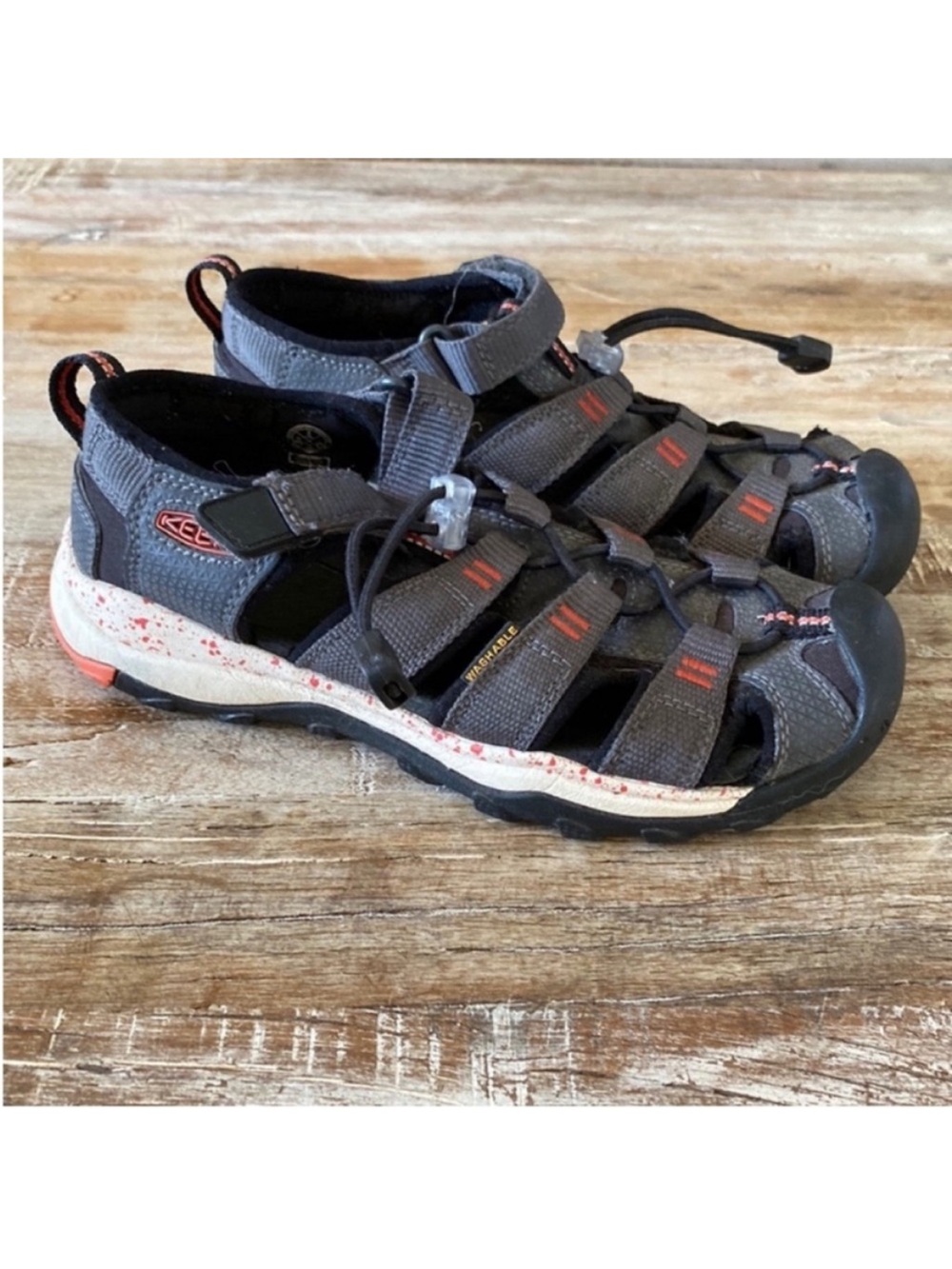 Keen Gray Sandal with Orange Accents